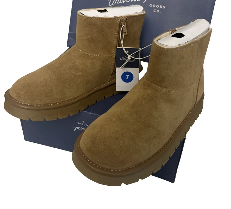 Universal Thread Women's May Suede Boots with Memory Foam Insole in Tan Size 7