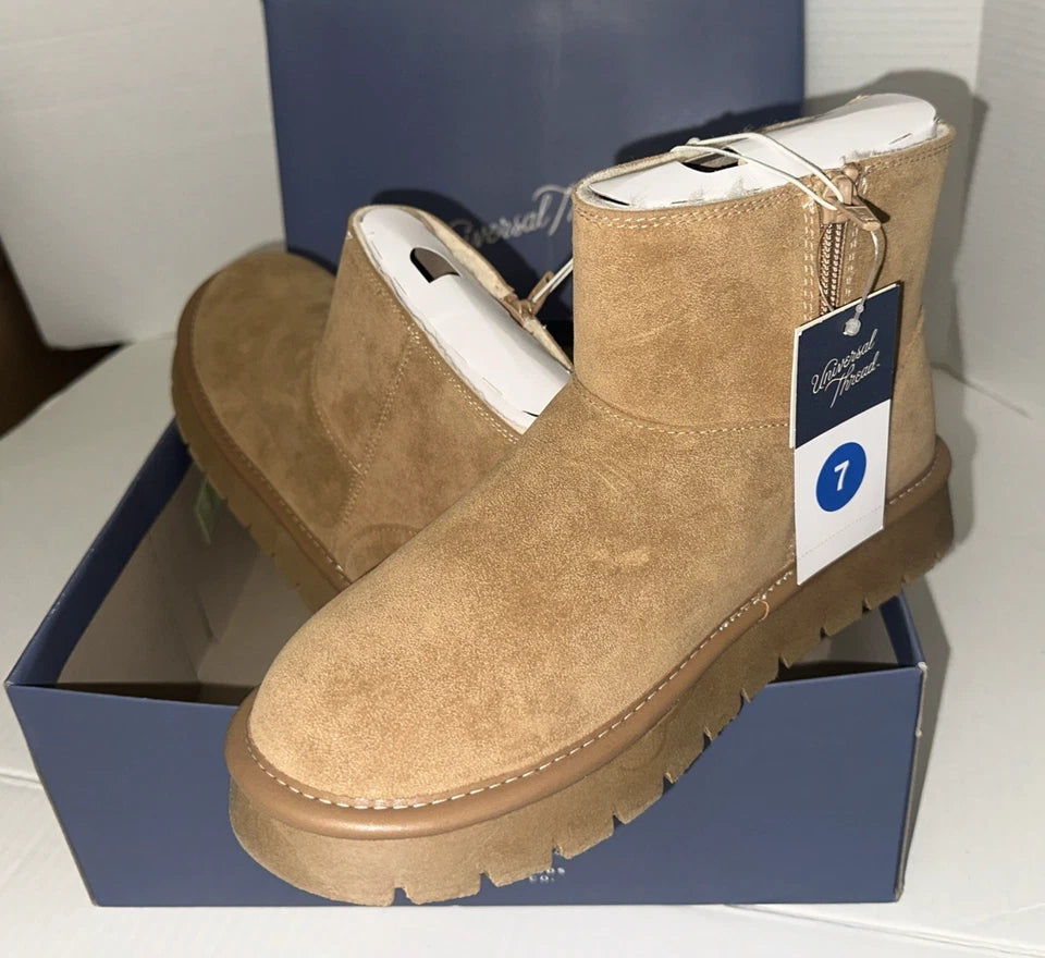 Universal Thread Women's May Suede Boots with Memory Foam Insole in Tan Size 7