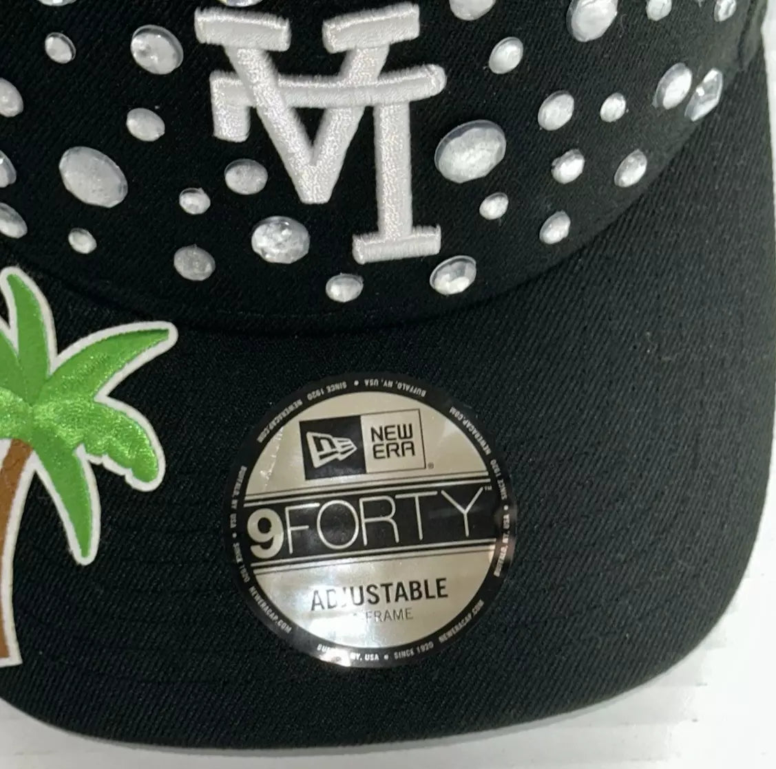 LA Dodgers MLB Inverted LA Logo Custom BLING Black New Era 9FORTY Snapback Hat
