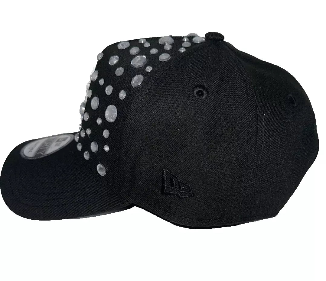 LA Dodgers MLB Inverted LA Logo Custom BLING Black New Era 9FORTY Snapback Hat