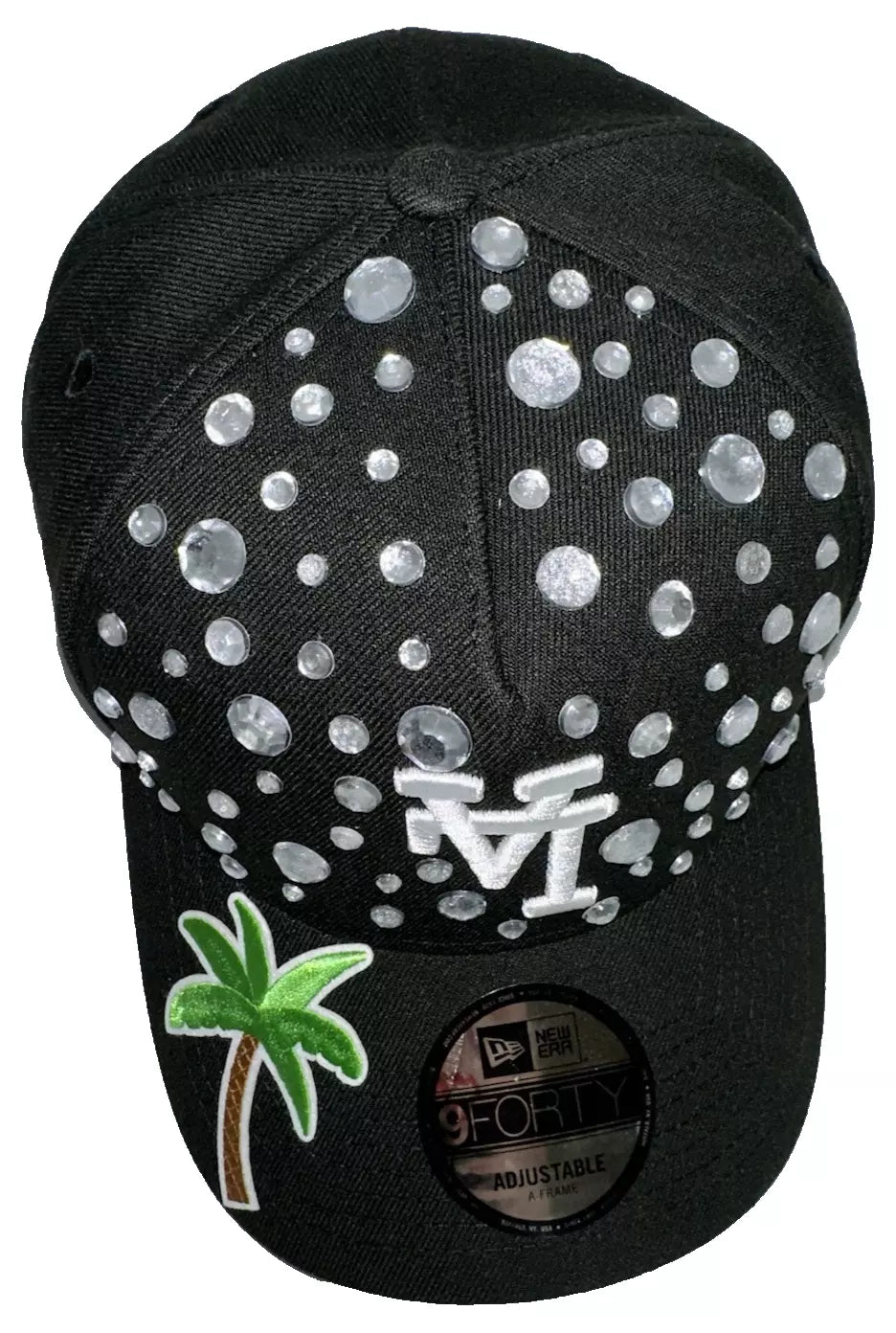 LA Dodgers MLB Inverted LA Logo Custom BLING Black New Era 9FORTY Snapback Hat