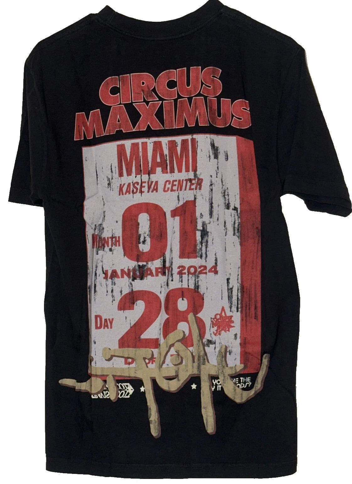 Utopia Travis Scott Is In Miami Short Sleeve T-Shirt Faded Black Size Medium